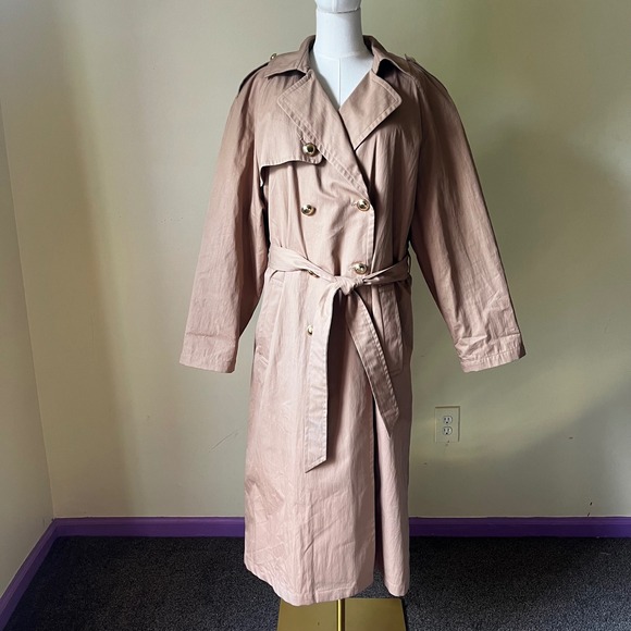 Express Women's XL Beige Double Breasted Belted Trench Coat NWT Sherpa Lining - Picture 1 of 11
